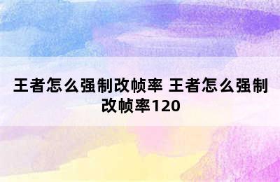 王者怎么强制改帧率 王者怎么强制改帧率120